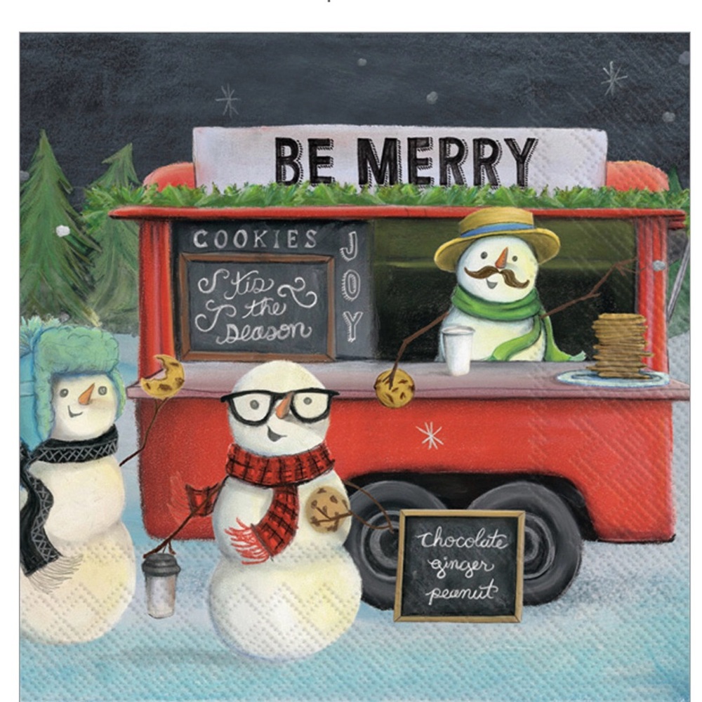 2 Packs Cocktail Napkins Christmas On Wheels Paper Napkins 40 Counts 5” X 5”